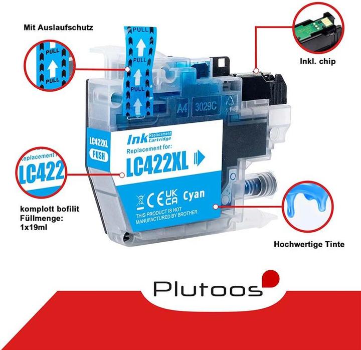 Actual product image Plutoos Brother LC-422XL cartridge compatible, set of 4 colours LC-422 XL