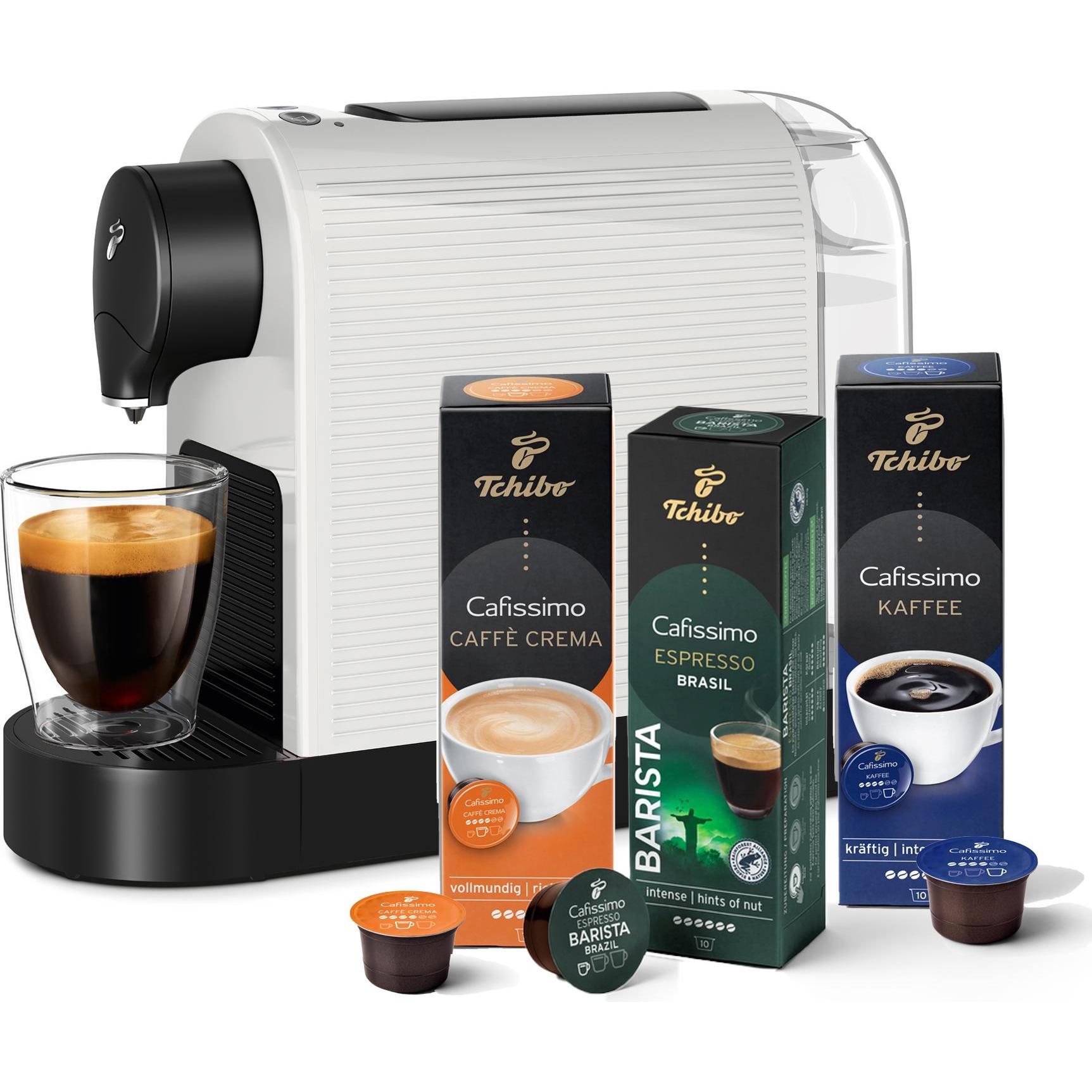 Tchibo Cafissimo „Pure plus“ Kapselmaschine inkl. 30 Kapseln, Weiss, Kapselmaschine, Weiss