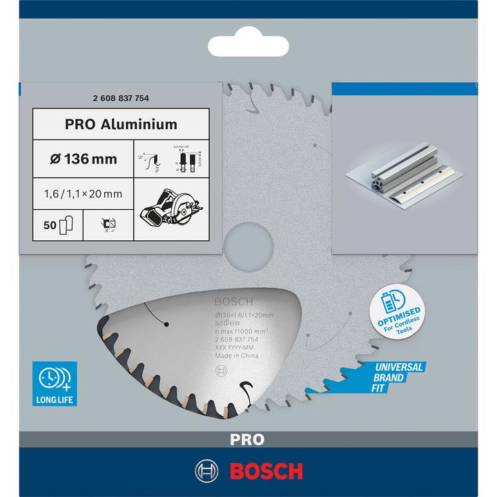 Produktbild Bosch Professional Zubehör PRO Aluminium cordless Kreissägeblatt, 136 x 1,6 x 20 mm