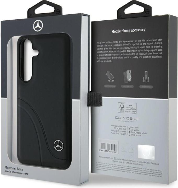 Immagine prodotto Mercedes Leather Curved Stitches Case for Samsung Galaxy S25 - Black (Samsung Galaxy S25)