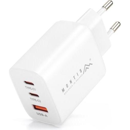 Montiss Montis Ładowarka sieciowa USB Typu A + 2x USB Typu C 65W MT124 Montis (65 W, 3 porte), Caricatore USB