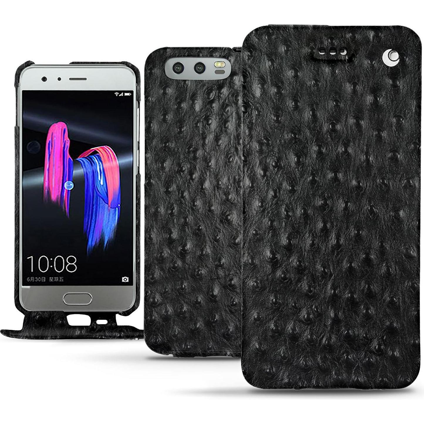 Noreve Lederschutzhülle vertikal (Honor 9), Smartphone Hülle, Schwarz