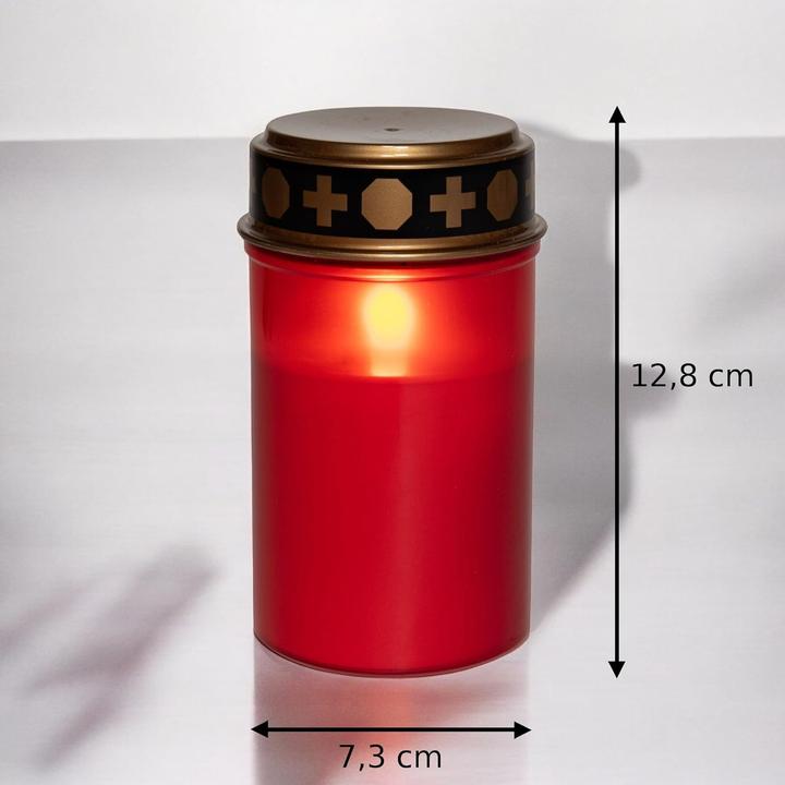 Produktbild Novaliv LED Grablicht ohne Batterie und Timer 6/18 rot 4x Dauerbrenner LED Flackereffekt inkl. Batte (4 x)