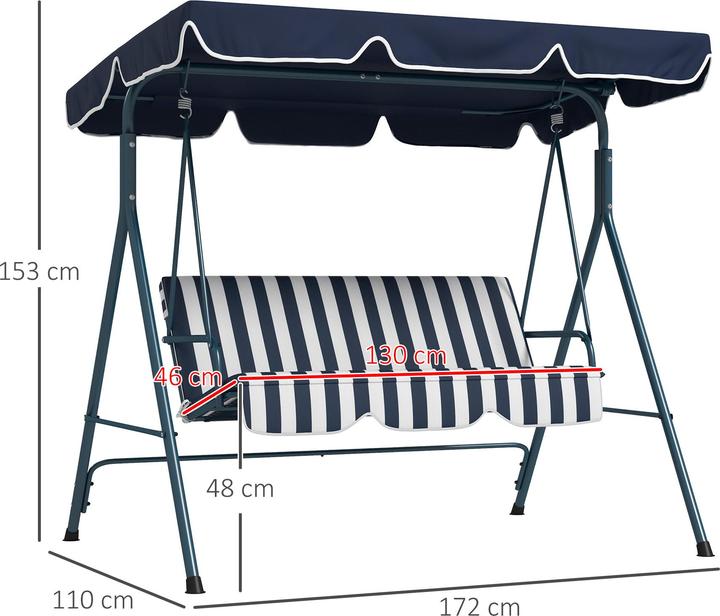 Immagine prodotto Outsunny Hollywoodschaukel Stahl, Polyester Blau