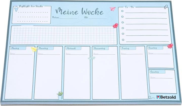 Betzold Wochenplan-Abreissblock, DIN A4, 60 Seiten (A4, Kein Einband, Deutsch)