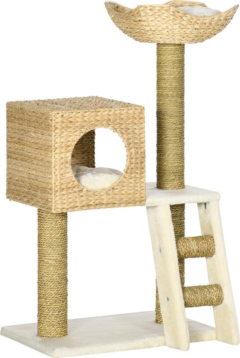 PawHut Katzenbaum (100.50 cm, Blanc + Nature)