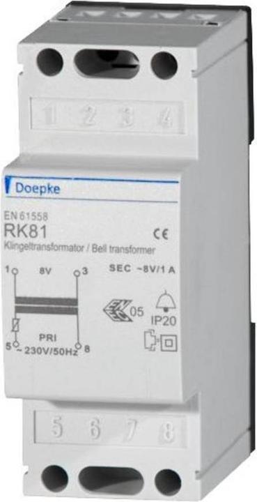 Actual product image Doepke Bell transformer 1A 8VRK81Switchable off on primary side