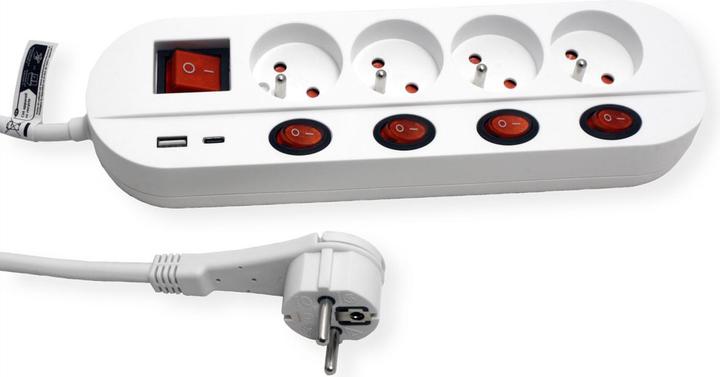 Image du produit Roline Prises multiples (4x, CEE 7/4, PECO 7/5, 1.50 m)