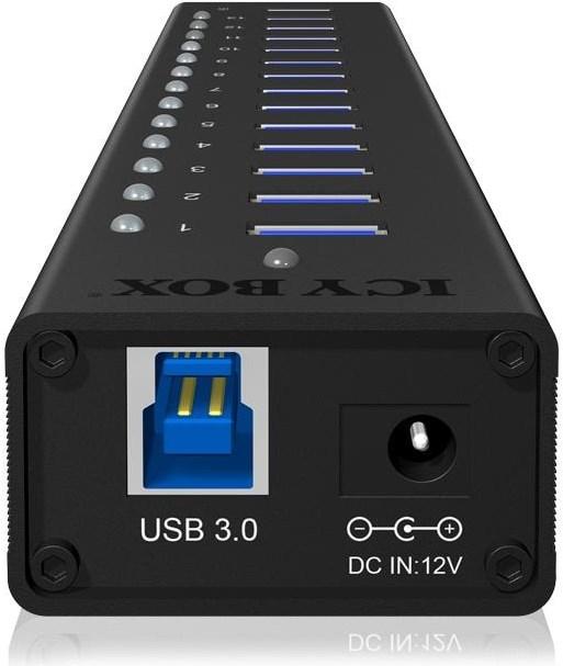 Image du produit Icy Box Hub 13 ports avec port USB Type-A et 1x port de chargement, IB-AC6113 (USB-B, 13 ports)
