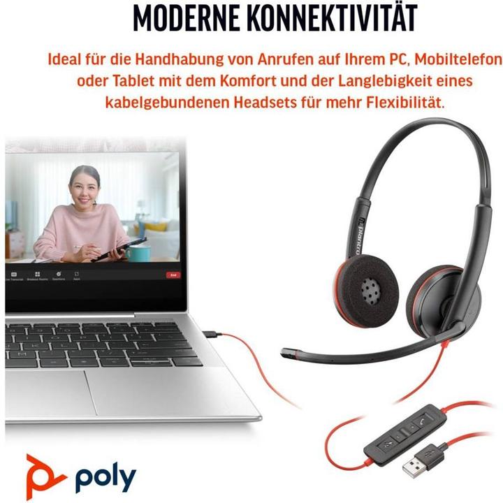 Productafbeelding Poly Blackwire 3220 + USB-C/A Adapter (Bedraad, USB-C, Avaya, Cisco, Skype, Verenig)