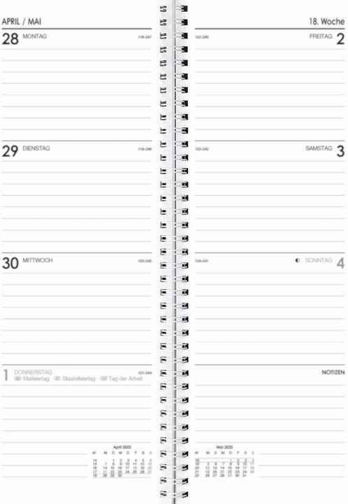 Valeurs nutritives et ingrédients Carnet de notes 709 10,5x29,7cm 1 semaine/2 pages noir (Allemand)