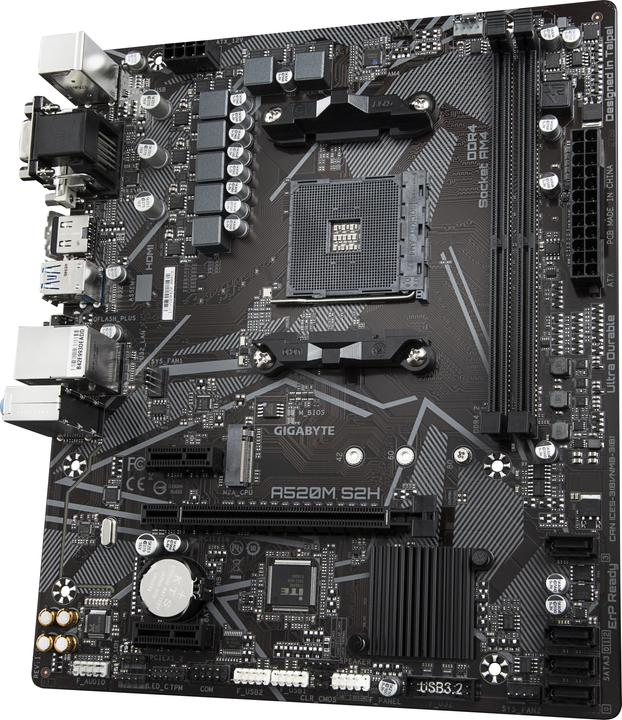 Image du produit Gigabyte A520M S2H 1.0 Famille de processeurs AMD, socket AM4 (AM4, AMD A520, mATX)