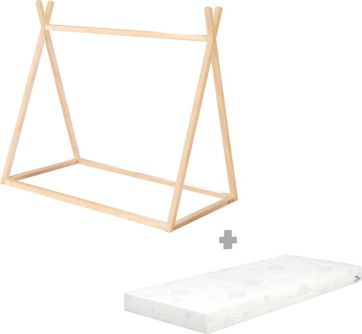 Roba Tipilounge durable, Tipi lit 'Montessori' bambou (70 x 140 cm)