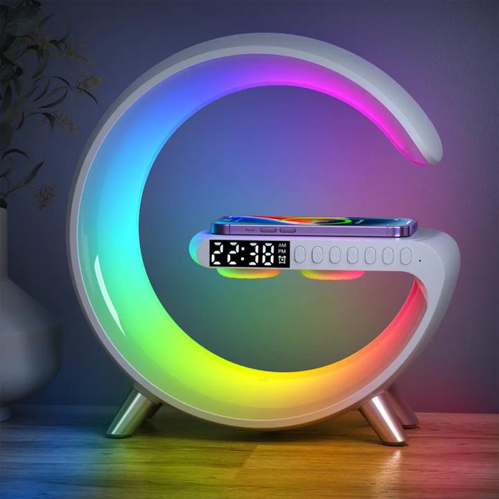 Actual product image Shenzhen 5-in-1 wireless charging station with alarm clock and LED light (9 W)