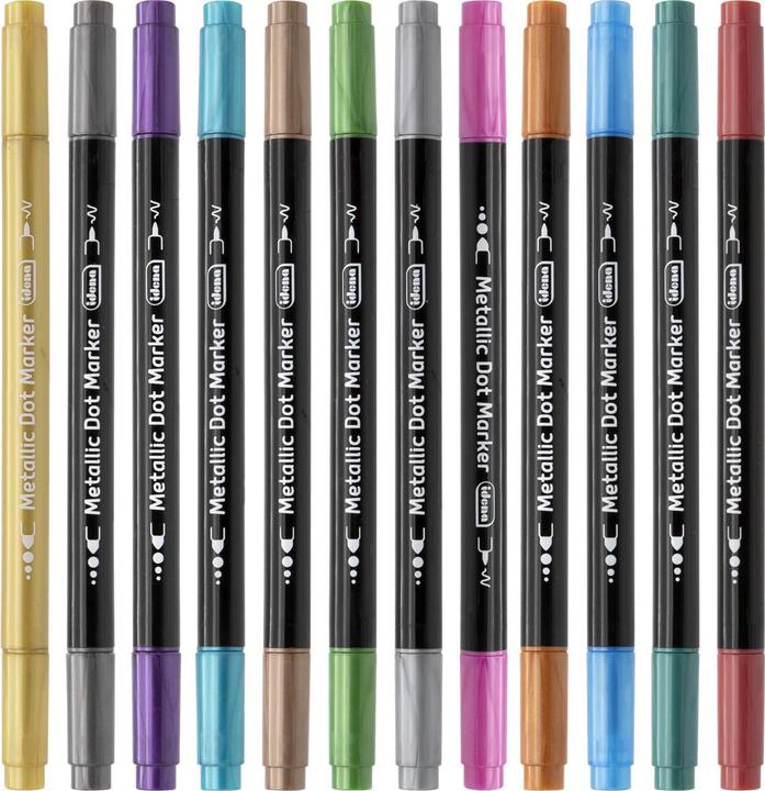 Actual product image Idena Metallic Dot Marker DUO 12 colours (12 x)