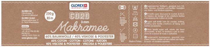 Actual product image Glorex Wool macramé cord woven 3 mm, 250 g, brown (63 m)