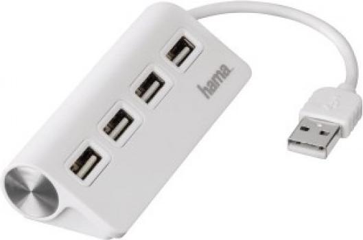 Produktbild Hama USB-A-Hub, 4 Ports, USB 2.0, 480 Mbit/s, Weiss (USB-A, 4 Ports)
