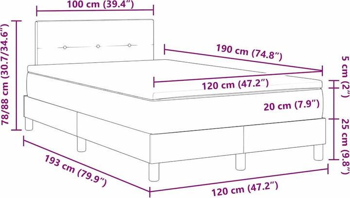 Image du produit vidaXL Boxspring (120 x 190 cm)