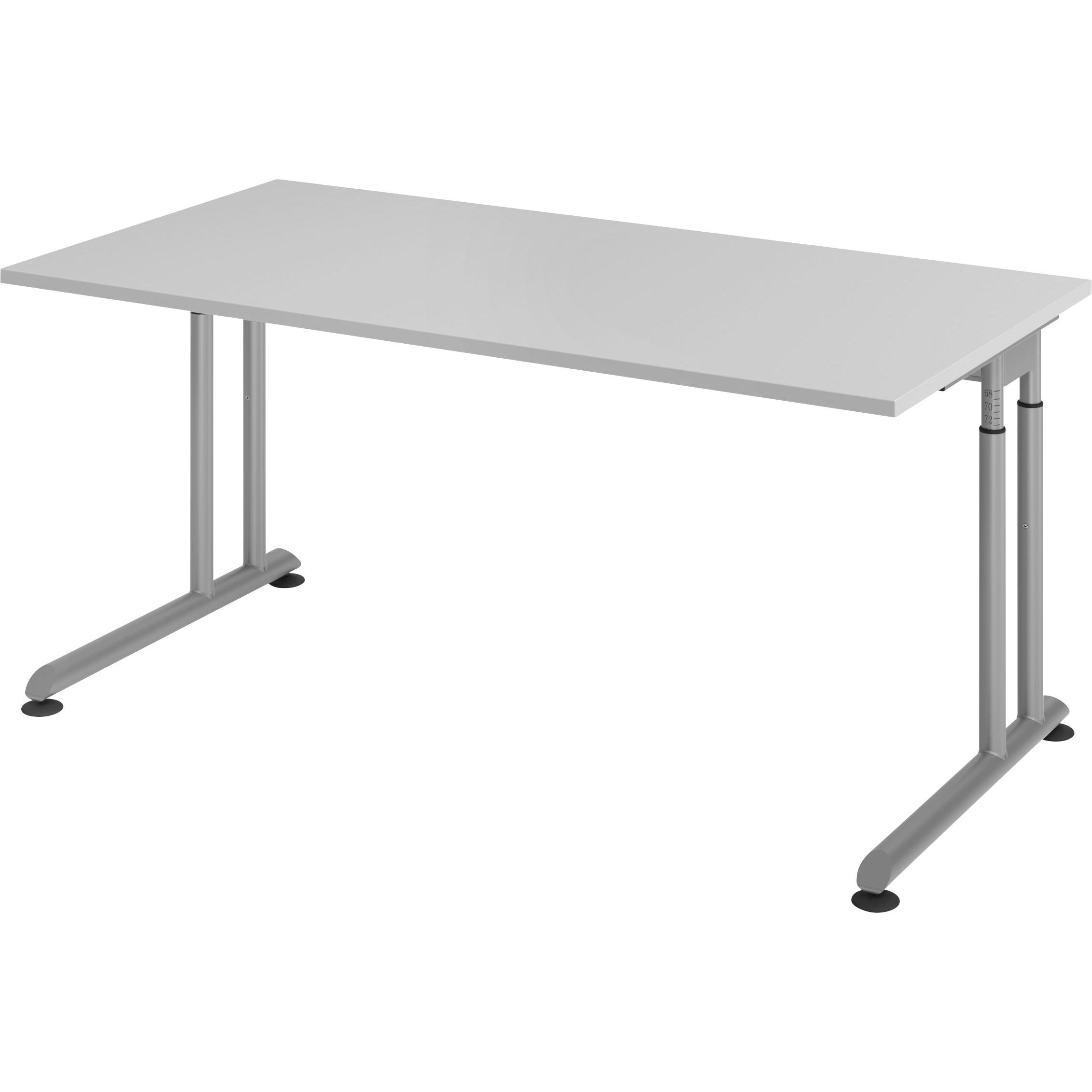 Escritorio, Schreibtisch, Schreibtisch C-Fuss 160x80cm Grau/Silber (160 x 80 cm)