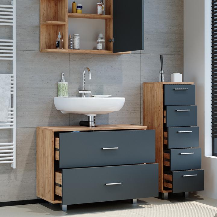 Vicco Ensemble de meubles de salle de bain Irma, Wit brillant, 2 parties