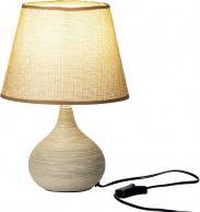 Image du produit IKO Runde Lampe crèmefarben mit hellbraunem Lampenschi (E14)