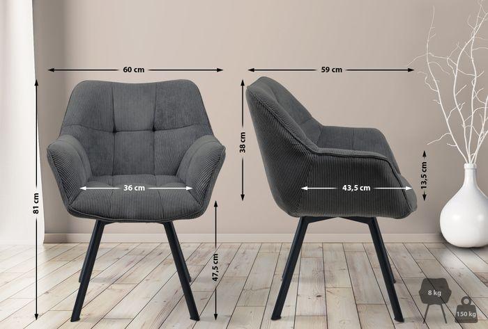 Produktbild Swisshandel24 Esszimmerstuhl Jordi Cord, dunkelgrau