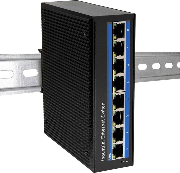 Produktbild LogiLink NS201 Industrieller Fast Ethernet Switch 8-Port 10/100 Mbps Hutschienenmontage PoE (8 Ports)