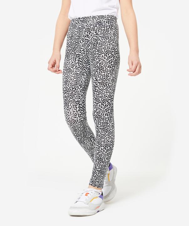 Actual product image Decathlon Leggings girls cotton printed - black/white (8, 9, 10)