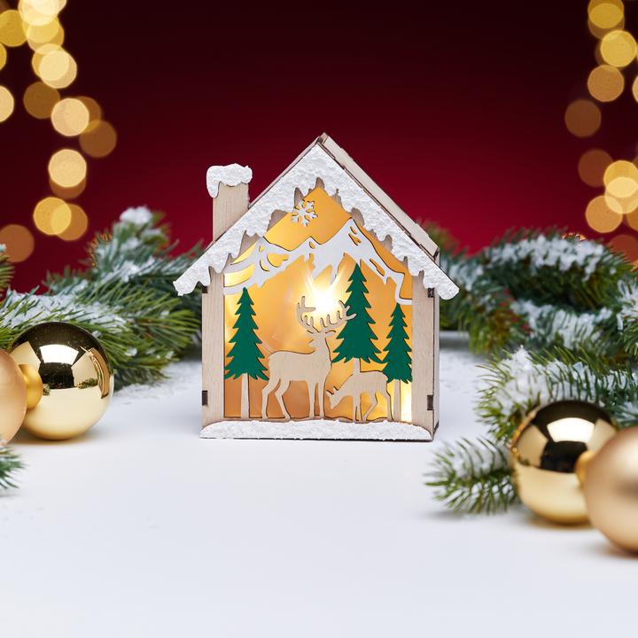 Image du produit VBS Kit de construction en bois "Maison lumineuse", éclairage inclus, 11 pièces