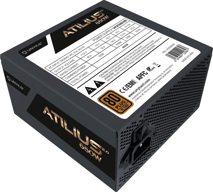 Actual product image Unykach ATX Atilius 2.0 Black 650W 80+ Bronze (650 W)