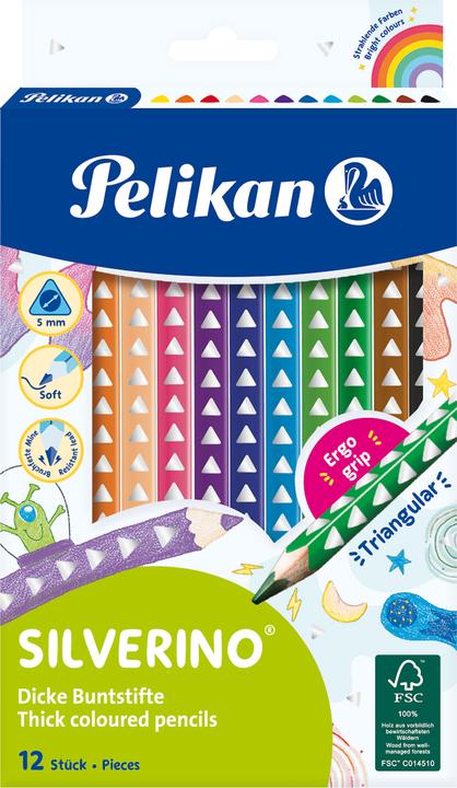 Actual product image Pelikan Crayons triangular Silverino (12x)