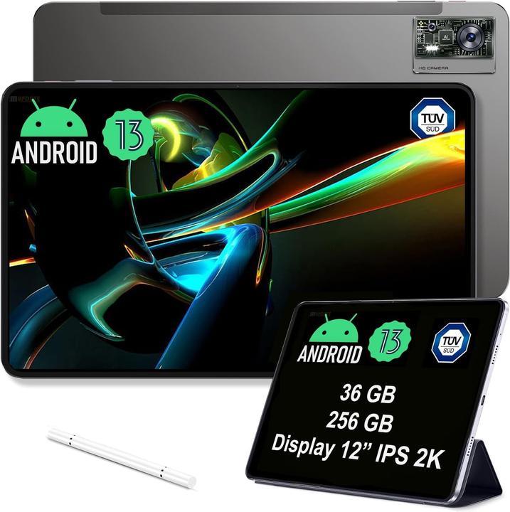Produktbild OBA Leistungsstarkes Akku-Gaming-Tablet mit 2K IPS-Display und hochauflösender Kamera (5G, 12", 256 GB, Schwarz)