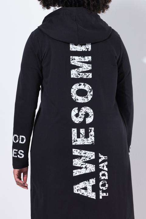 Image du produit Angel of Style Longue veste en molleton à capuche, messages et coupe évasée (56)