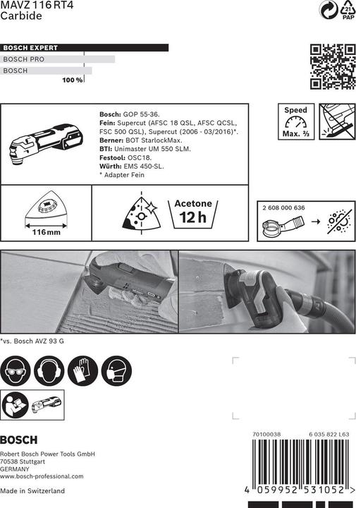 Actual product image Bosch Professional Zubehör Expert Sanding Plate MAVZ 116 RT4 Blade for multifunction tools, 116 mm (40)