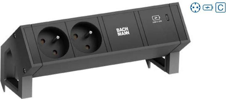 Produktbild Bachmann Desk 2 - 2 AC-Ausgänge - Indoor - Typ F - Schwarz - 1 Stück(e) (4x, CEE 7/3)