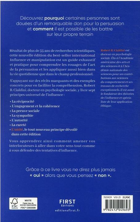 Image du produit Influence et manipulation : la psychologie de la persuasion (Français, Cialdini Robert B., 2021)