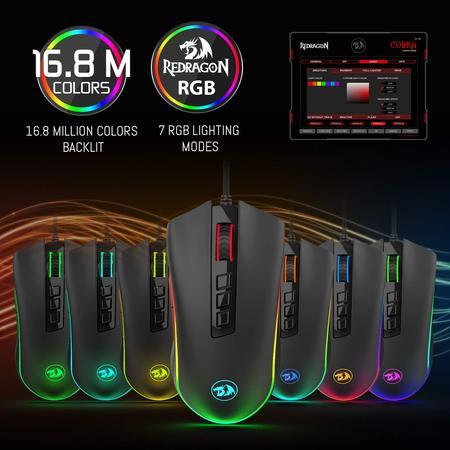 Actual product image Redragon M711 COBRA Mouse right USB Type-A Optical 10000 DPI (Cable)
