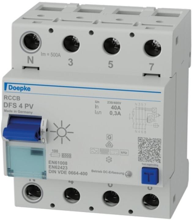 Actual product image Doepke RCD B+ 4p 400V 40A 0.3A 4TE REG 6kA 3kA/impulse