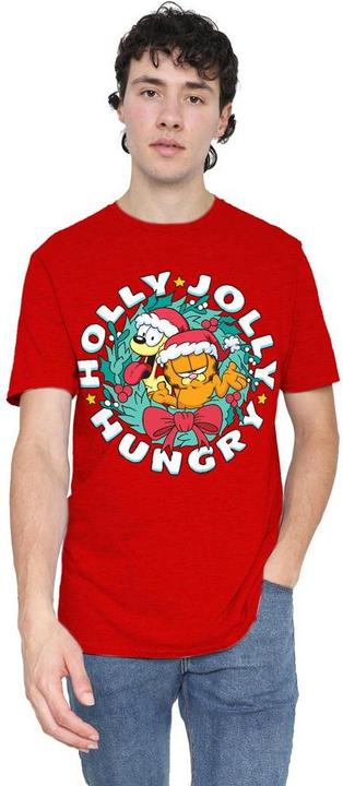 Actual product image Garfield Unisex Adult Holly Jolly Hungry Odie Christmas T-Shirt (M)