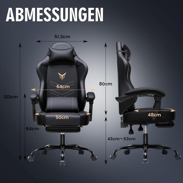 Actual product image Gtplayer Ergonomic Gaming Chair with Footrest and Adjustable Headrest