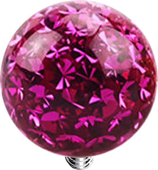 Actual product image Star Piercing Dermal Anchor crystal ball fuchsia epoxy protective layer (without brass, Surgical steel 316L)