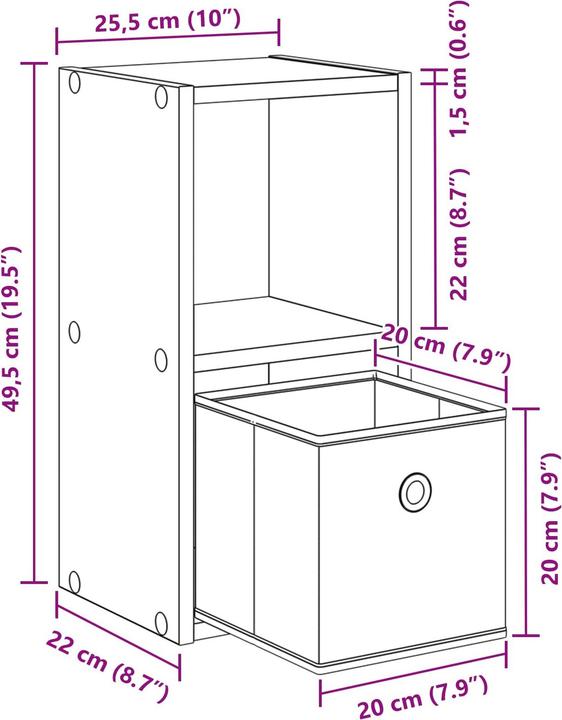 Produktbild vidaXL Nachttisch (25.50 x 22 x 49.50 cm)