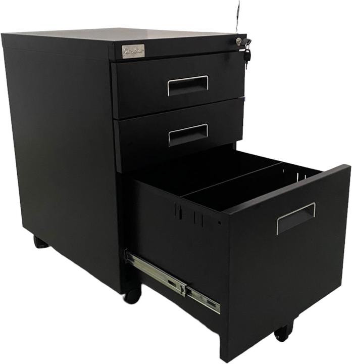 Image du produit Jet-Line Rollcontainer PAUL noir Armoire à roulettes Caisson de bureau knock-down