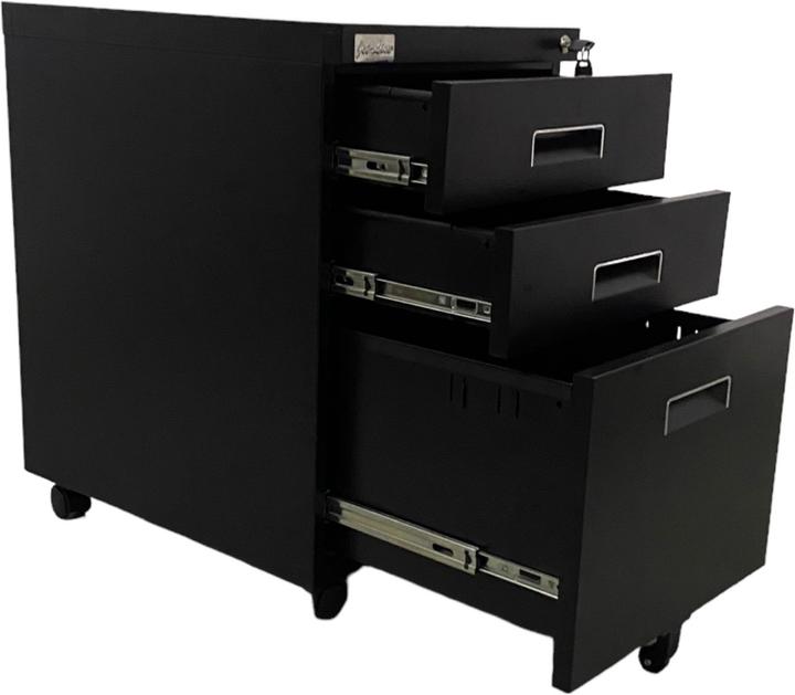 Image du produit Jet-Line Rollcontainer PAUL noir Armoire à roulettes Caisson de bureau knock-down