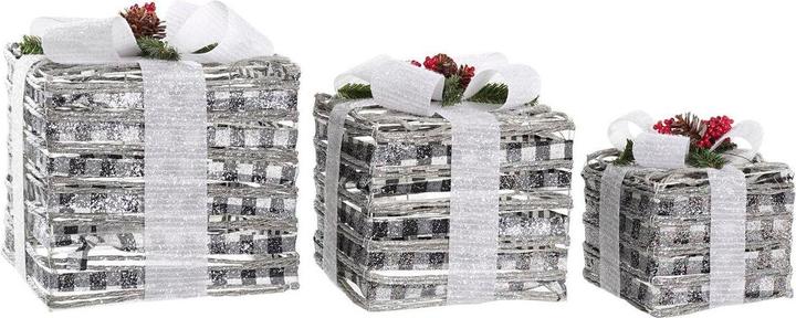 Produktbild DKD Home Decor Leuchtende Dekoration Weiss Rot grün Silberfarben Verschneit LED 25 x 25 x 29 cm (3 Stücke)