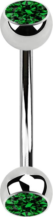 Produktbild Star Piercing Micro Banane silber mit zwei Kugeln Kristall grün (Chirurgenstahl 316L)