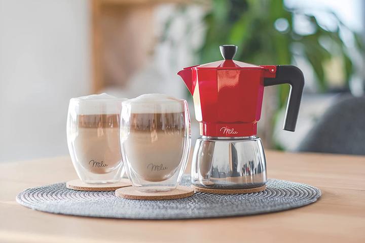 Image du produit Milu Cafetière Espresso Adaptée à l'induction Rouge 3 tasses 150ml (3 T.)