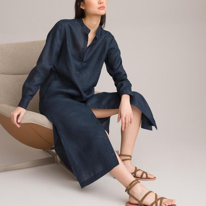 Produktbild La Redoute Collections Langärmeliges Maxikleid aus Leinen (48)