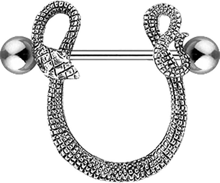 Image du produit Star Piercing Barbell silber mit zwei Kugeln Schlange (Acier chirurgical 316L, sans laiton)