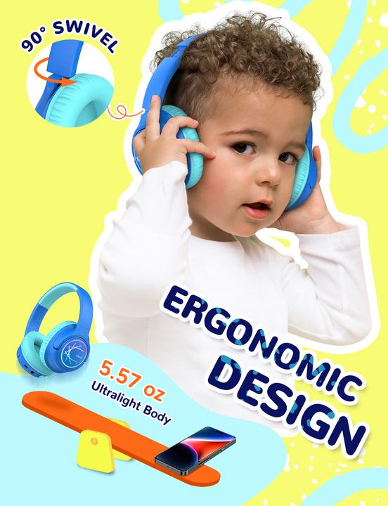 Produktbild Iclever BTH18 Headphones Kids LED C10-2083N-01 BT, 74/85 dB, 43h, blue